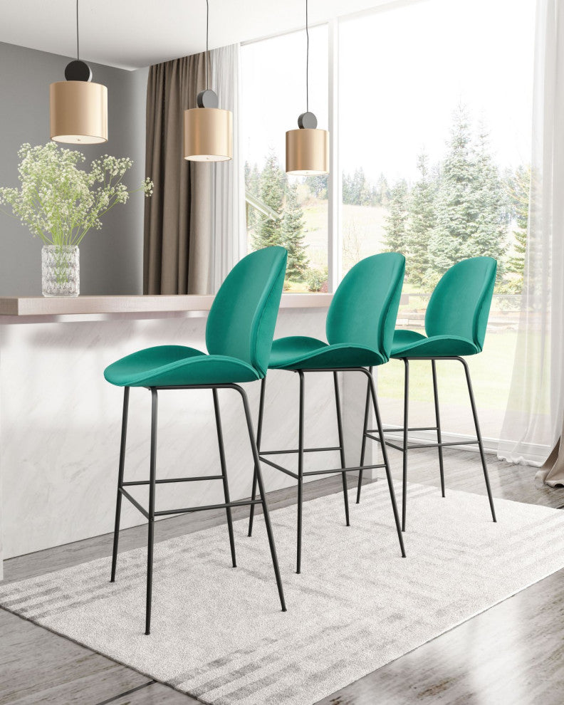 Bar Stool Chair Barstool, Steel Metal, Fabric, Green, Black, Cafe Bistro