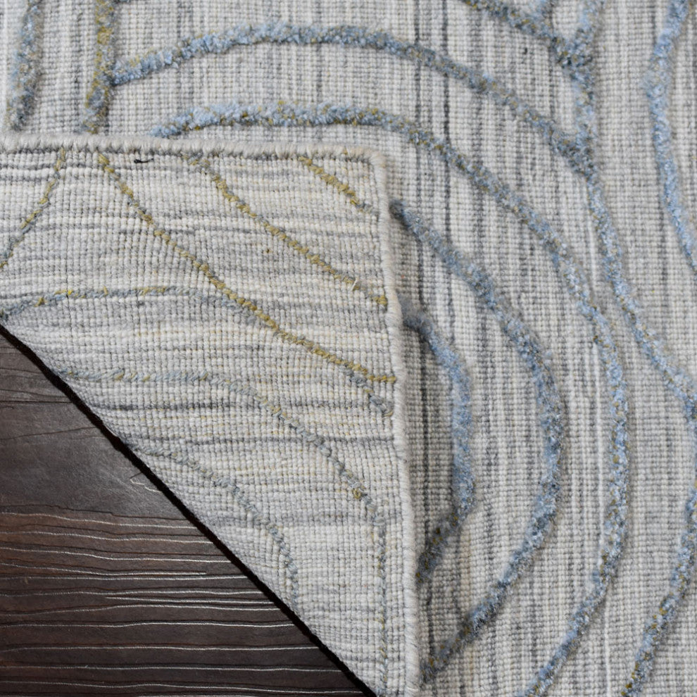 HAND WOVEN FLAT WEAVE KILIM POLYESTER AREA RUGS -Rectangle,Light Gray,Geometric, [Runner] 2'6''x10'