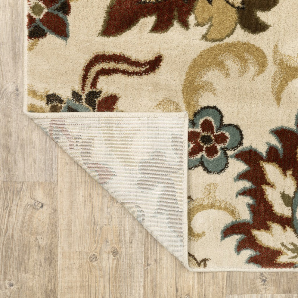 5"x7" Ivory and Red Floral Vines Area Rug