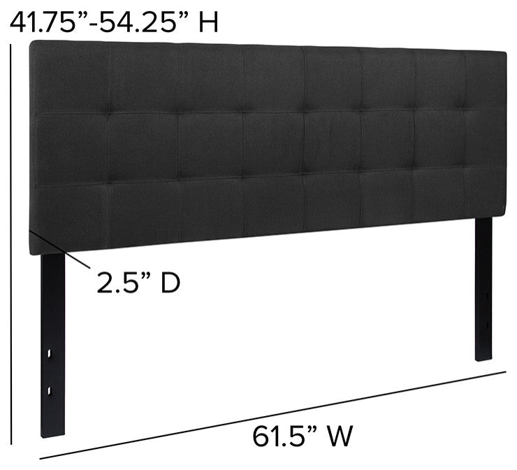 Bedford Tufted Upholstered Queen Size Headboard, Black