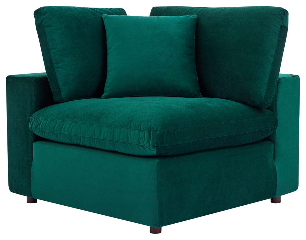 Sectional Sofa Set, Velvet, Green, Modern, Living Lounge Hotel Lobby Hospitality