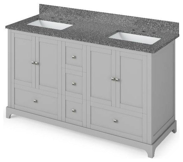 Addington Modern 60" Grey Double Sink Vanity, Boulder Cultured Marble Vanity Top