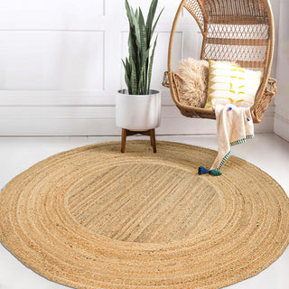 Harmony Boho Jute Circle Natural Round Area Rug, 5' Round
