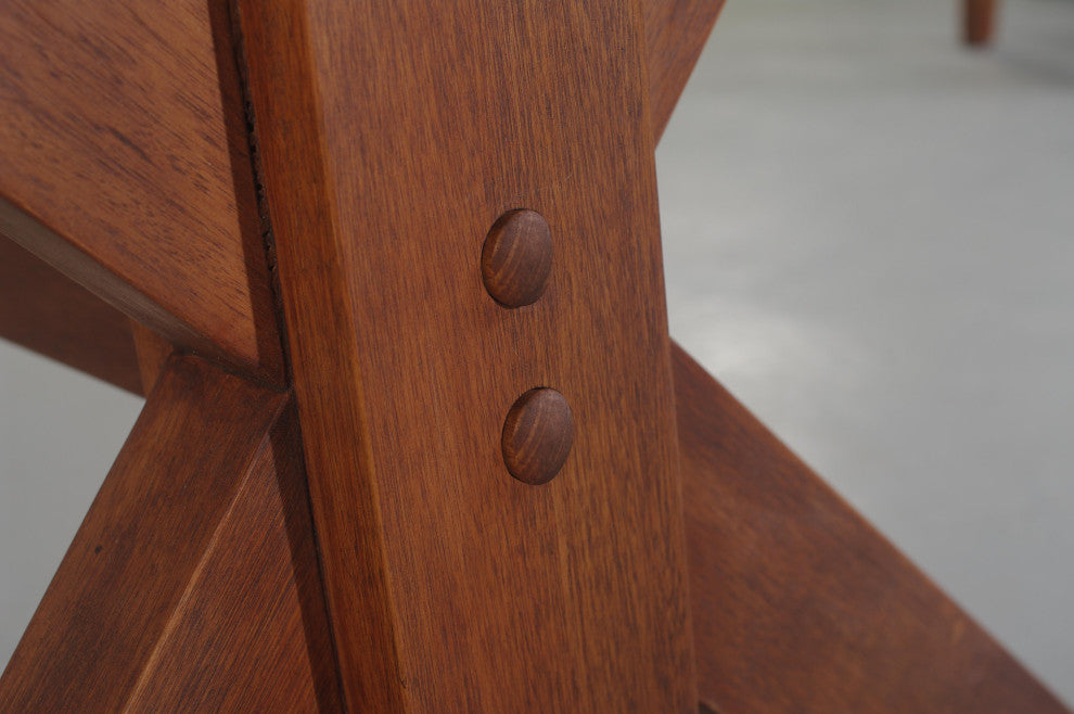 3-Piece Eucalyptus and Composite Dining Set With Matching Benches