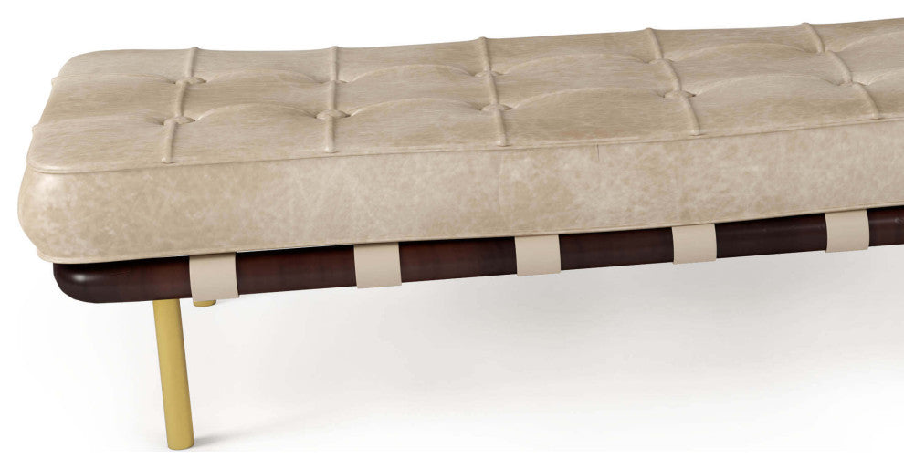 Tufted Gallery Bench, Cappuccino