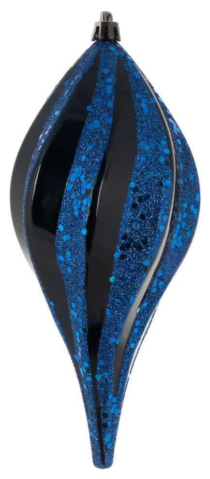 Vickerman M132504 8'' Green Glitter Swirl Drop Christmas Ornament, Midnight Blue