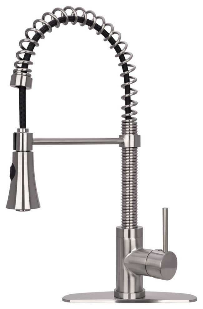 Brushed Nickel Pre-Rinse Spring Kitchen Faucet with Pull Down Sprayer, Brushed Nickel