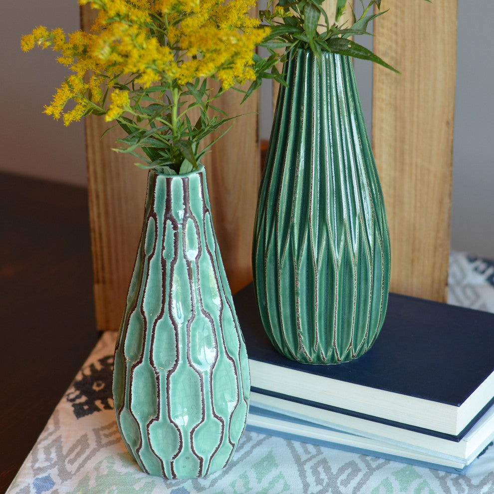 Geometric Green Vases