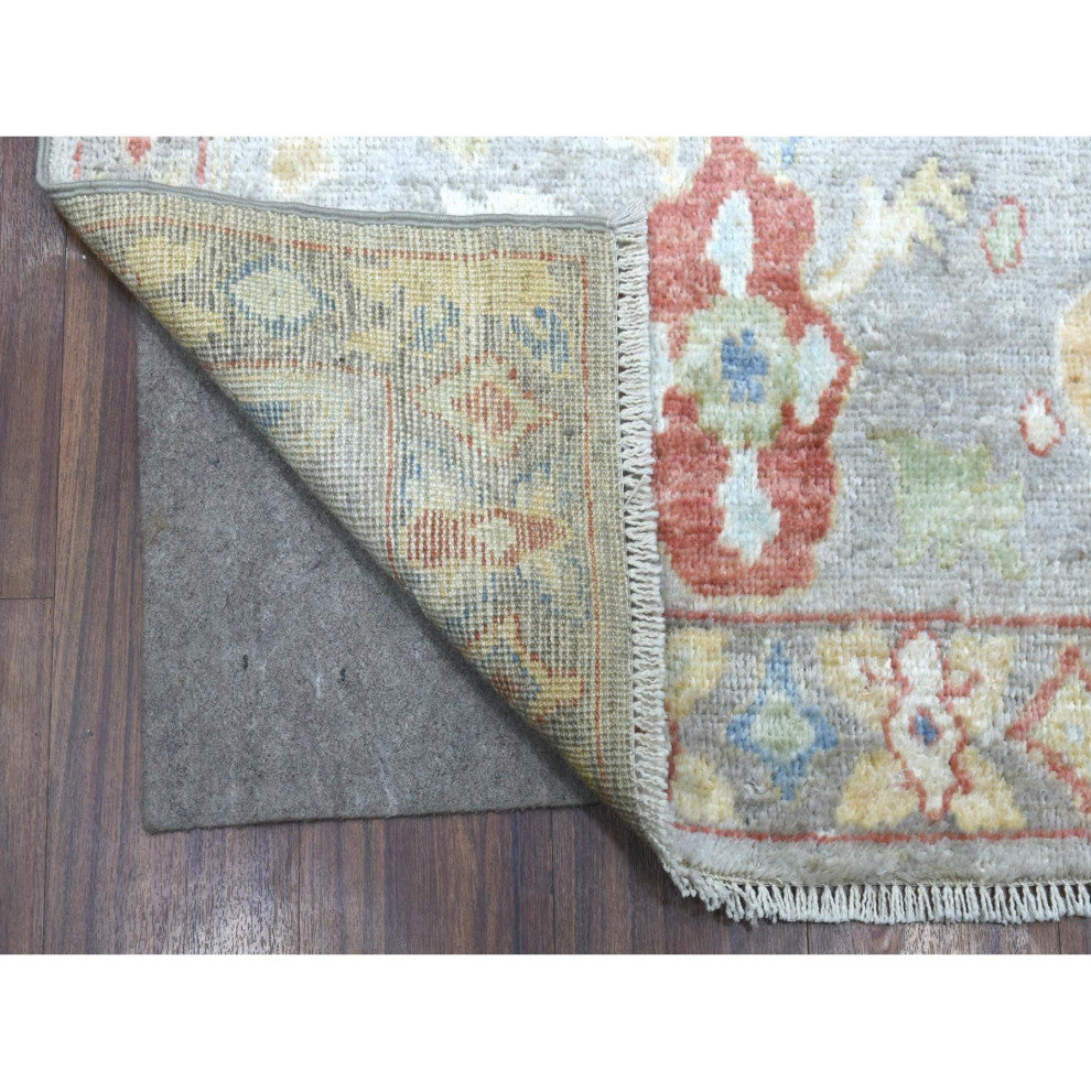 Hand Knotted Gray Afghan Angora Oushak Soft Wool Oriental Rug, 6'0" x 8'8"