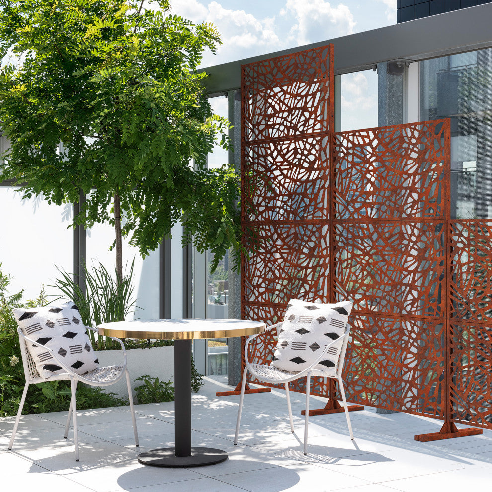 Alta Corten Steel Decorative Screen With Stand, Web