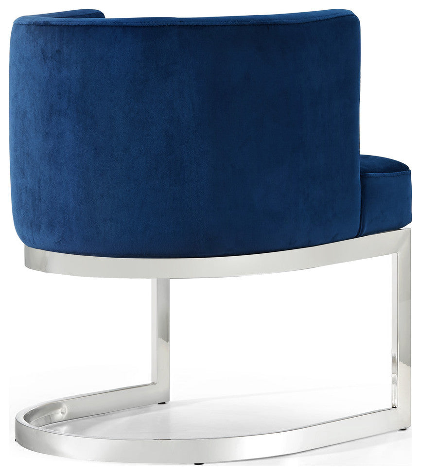 Gianna Velvet Dining Chair, Navy, Chrome Base