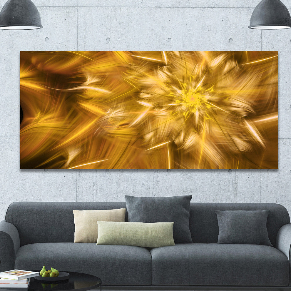Exotic Dance of Golden Flower Petals, Large Floral Canvas Art Print, 60"x28"