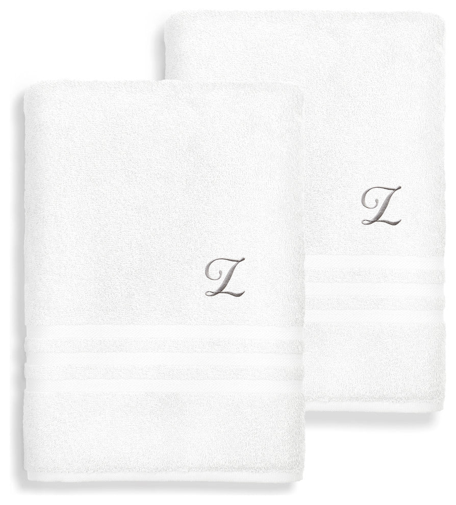 Denzi Bath Sheets With Monogrammed Letter, Set of 2, Z