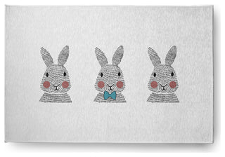 Bunny Triplets Easter Chenille Rug, Explorer Blue, 4'x6'