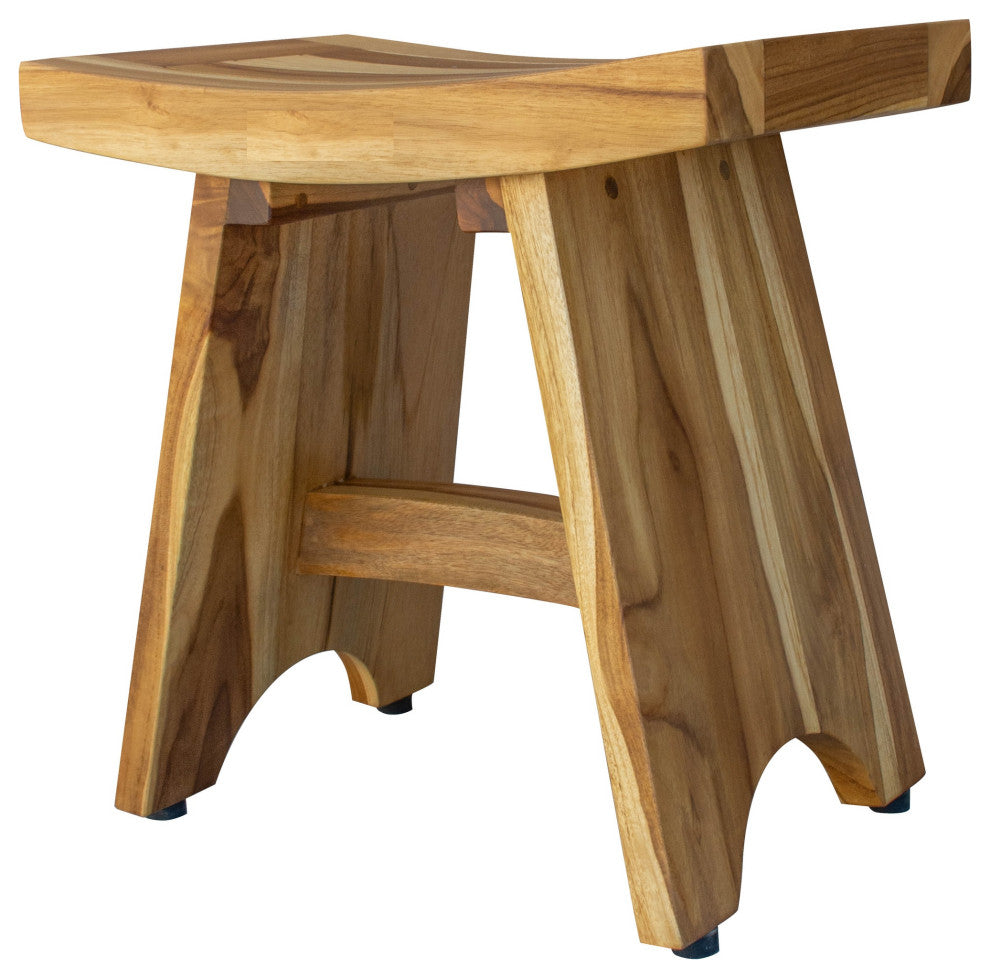 HomeRoots Compact Contemporary Teak Shower Stool, Natural Finish