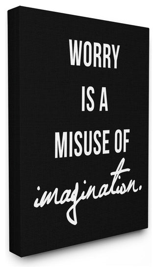 "Worry Is A Misuse Typography" Oversized Stretched Canvas Wall Art
