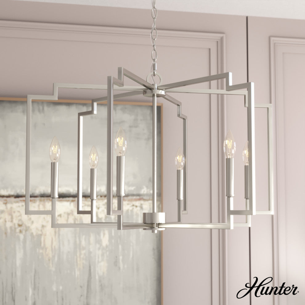30" Zoanne Brushed Nickel 6-Light Chandelier