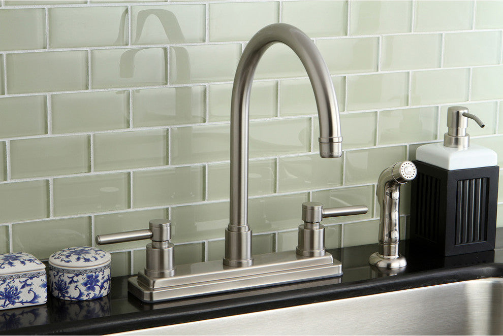 Kingston Brass 8" Centerset Kitchen Faucet, Brushed Nickel