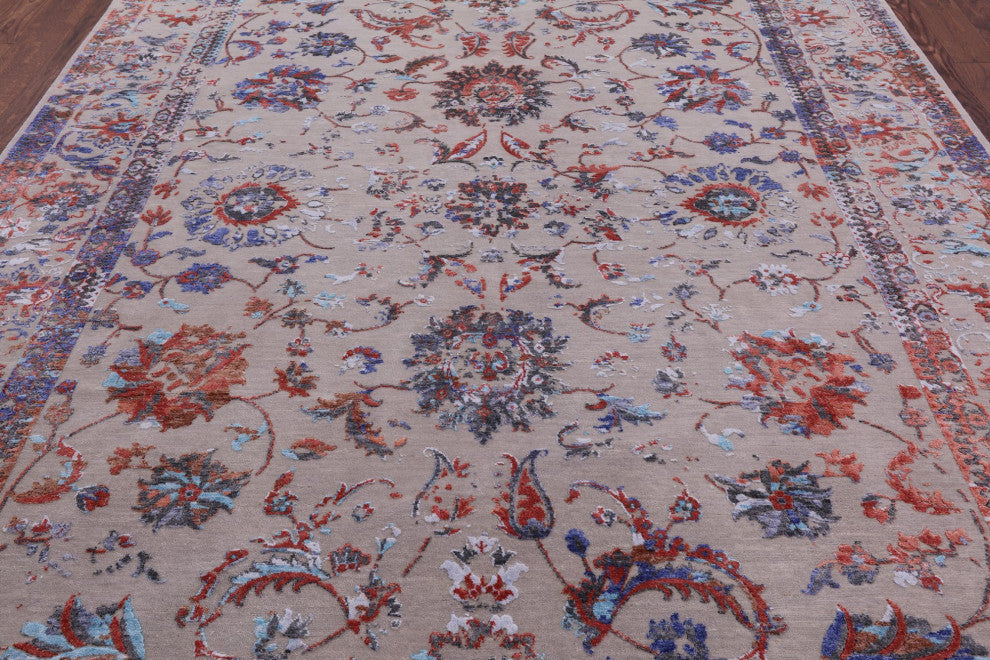 7' 10" X 10' 2" Wool and Silk Hand Knotted Persian Rug Q5879
