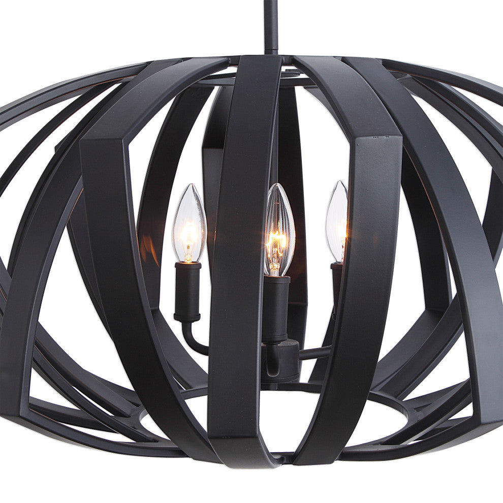 Uttermost Thales Black Geometric 3-Light Pendant