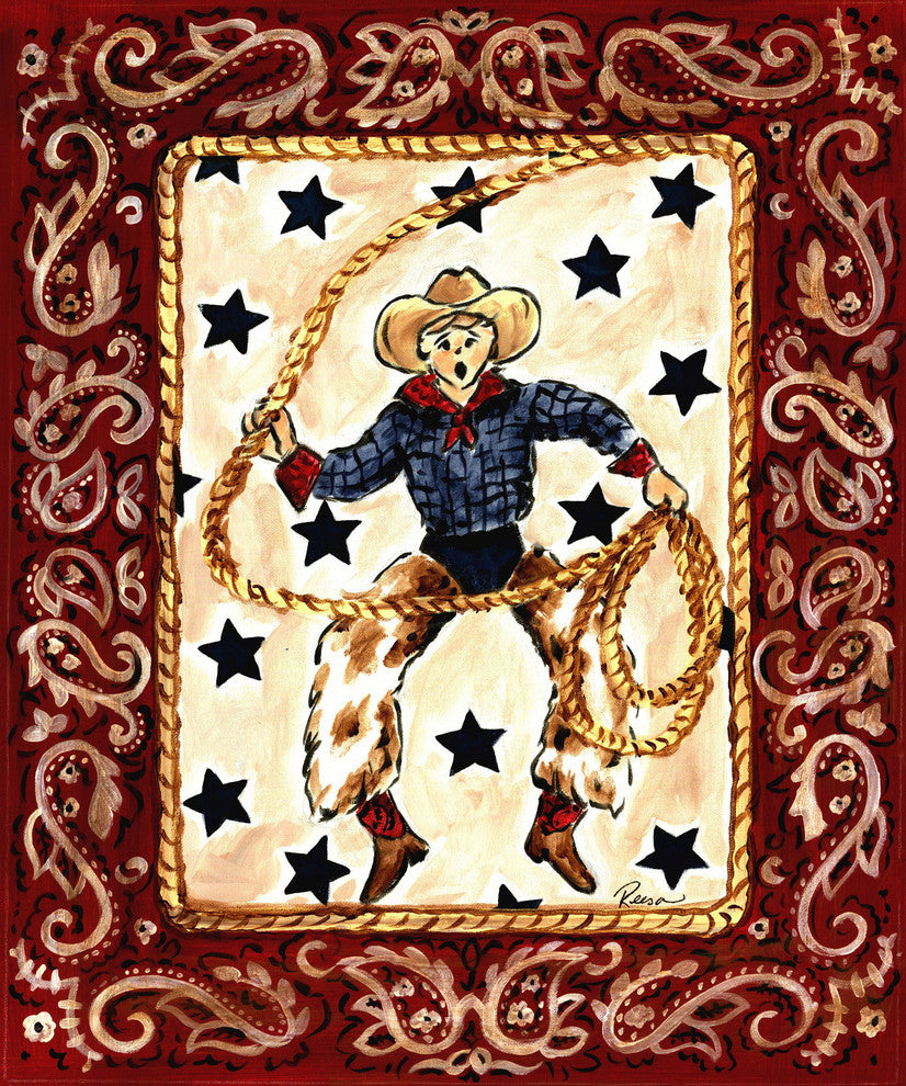 Marmont Hill, "Cowboy" by Reesa Qualia Painting Print on Wrapped Canvas, 24x29