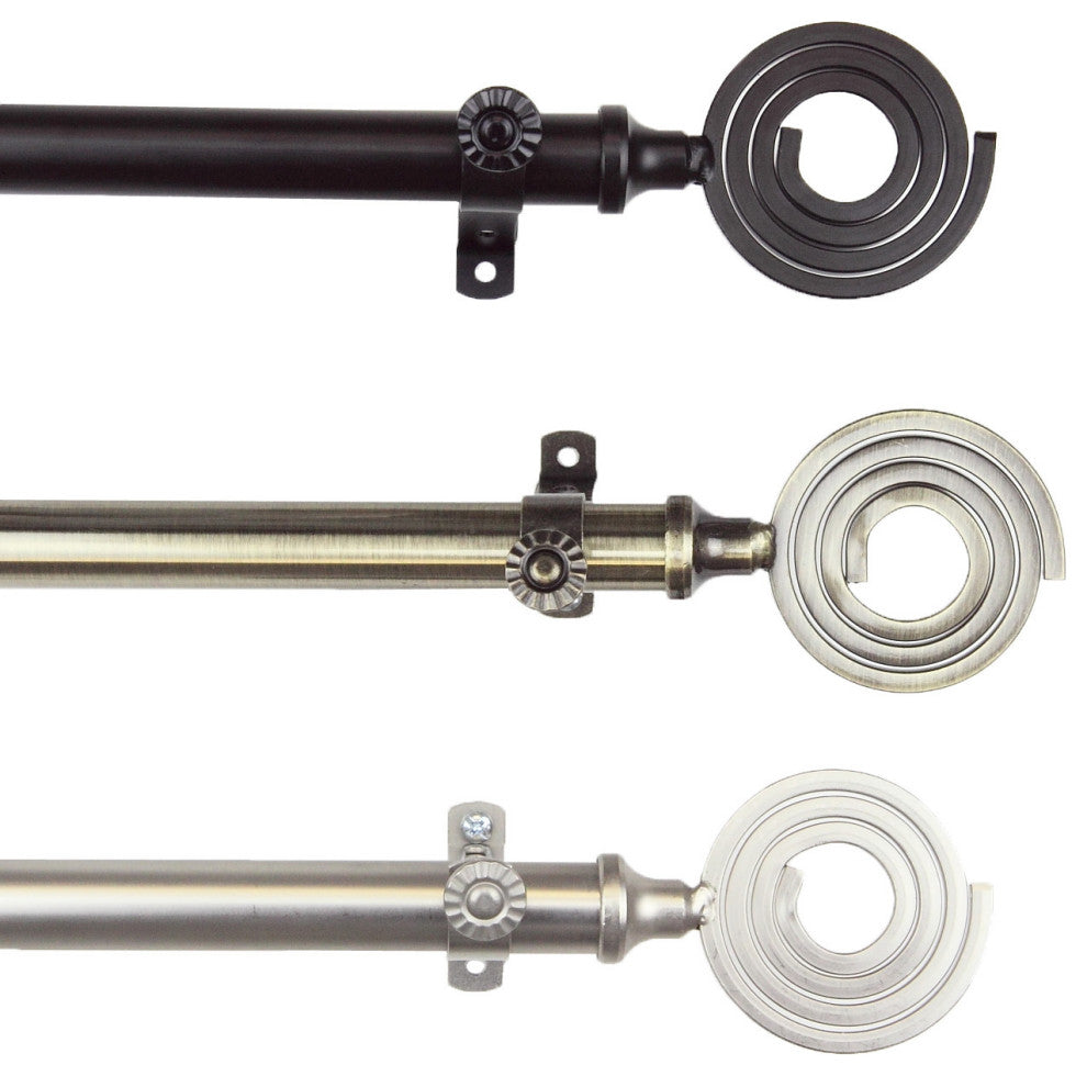 Ben 13/16" Diameter Curtain Rod, Black, 18-28"