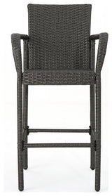 GDF Studio Dunedin Outdoor Gray Wicker Barstools, Set of 4
