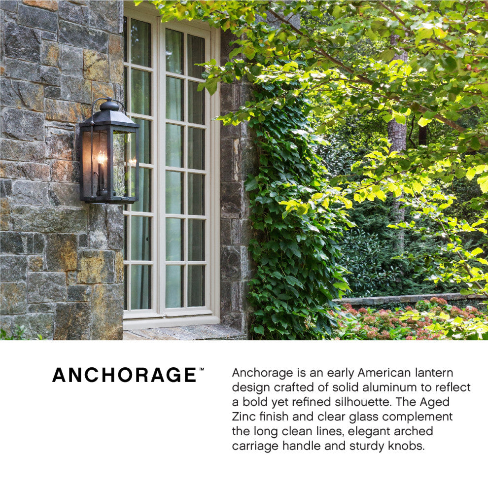 Hinkley Anchorage Small Wall Mount Lantern, Aged Zinc