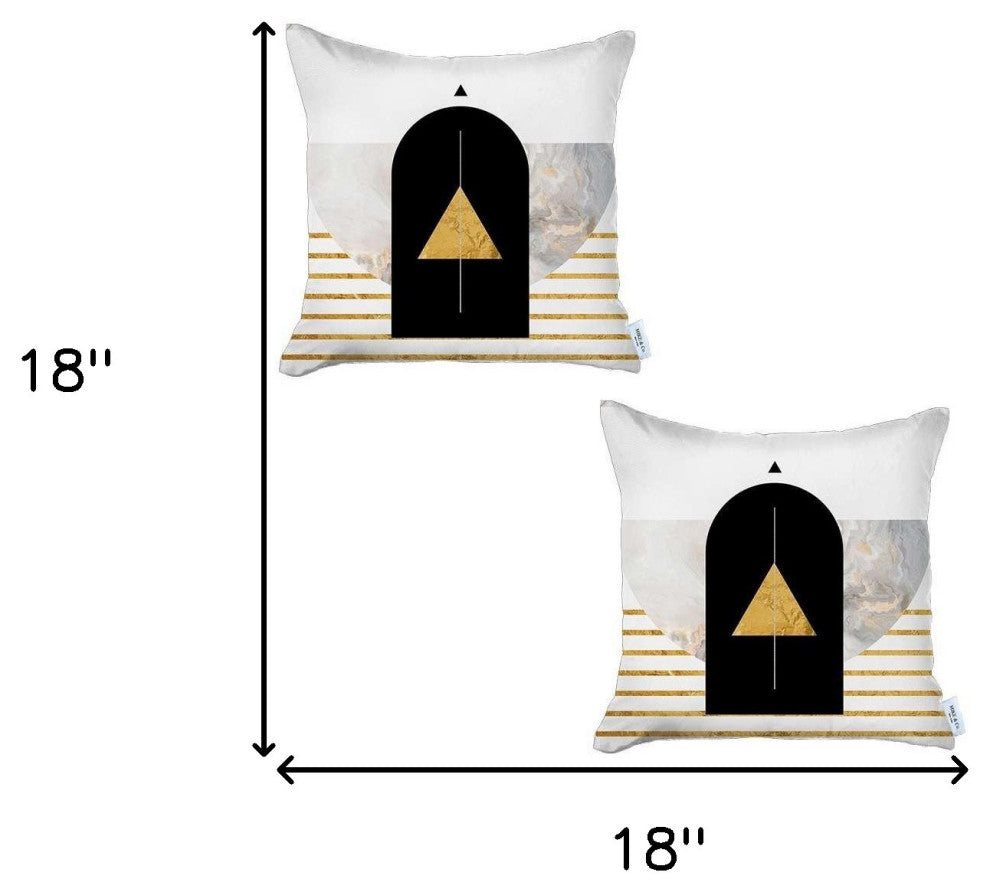 Set of 2 Yellow Geometric Printed Pillow Covers