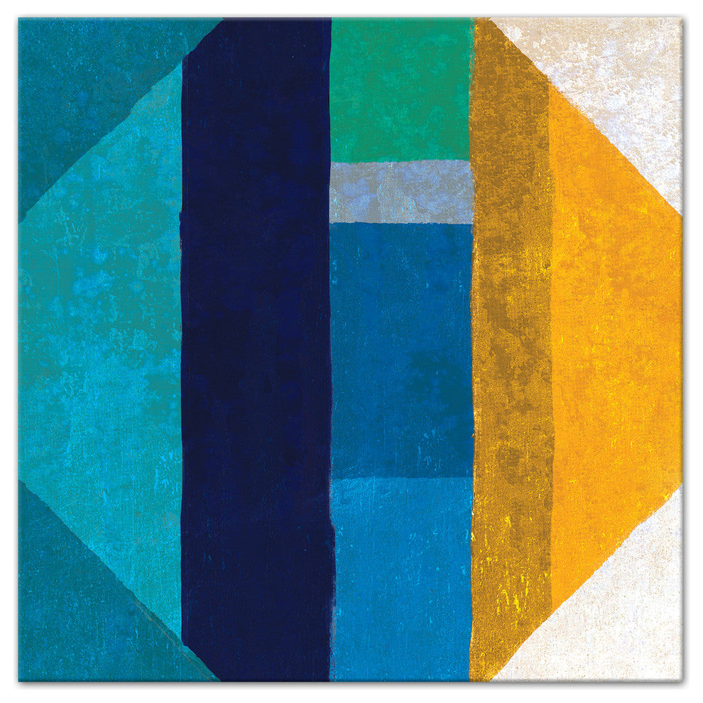 Blue Geometric Canvas Wall Art, 12x12