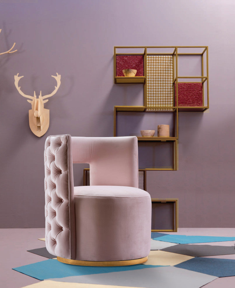 Theo Velvet Upholstered Accent Chair, Pink