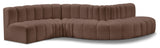 Arc Vegan Leather Upholstered 6-Pc. S-Shaped Modular Sofa, Brown