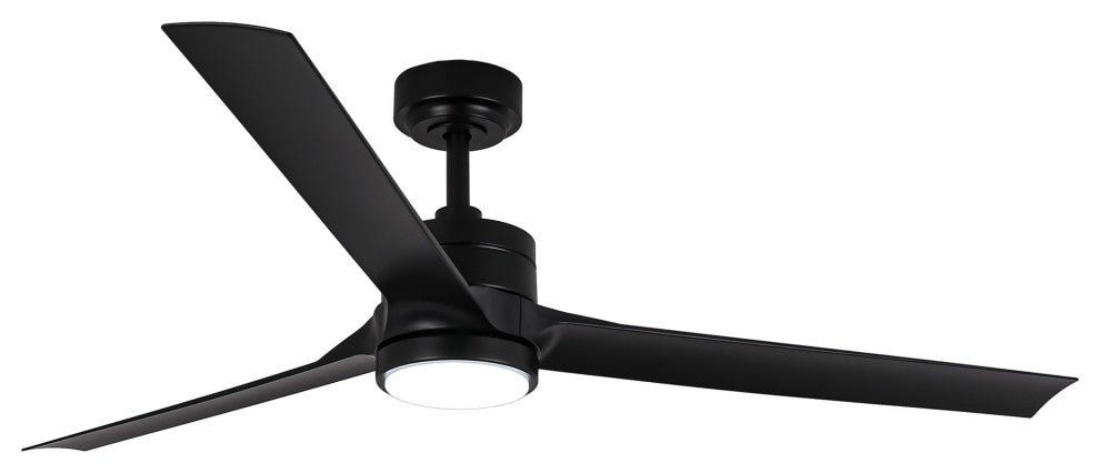 60-inch Modern ABS 3-Blade Black Ceiling Fan with Light