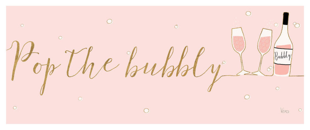 "Underlined Bubbly III Pink" Digital Paper Print by Veronique Charron, 77"x32"
