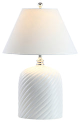 Serge Swirl 28.5" Ceramic Bohemian Glam LED Table Lamp, White