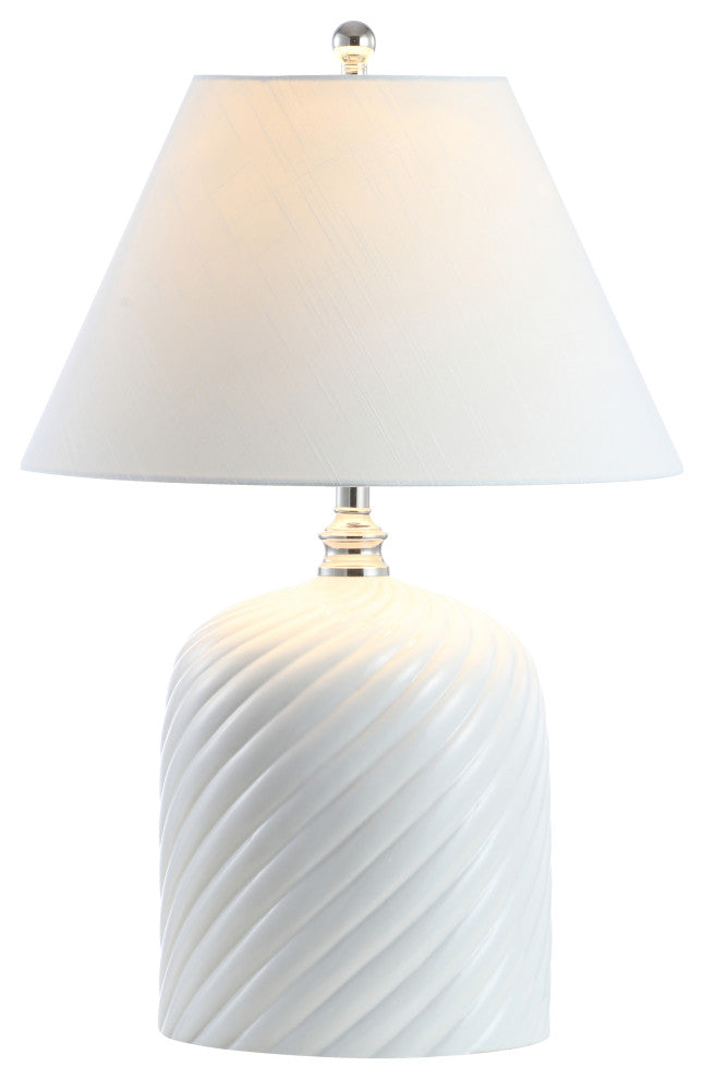 Serge Swirl 28.5" Ceramic Bohemian Glam LED Table Lamp, White