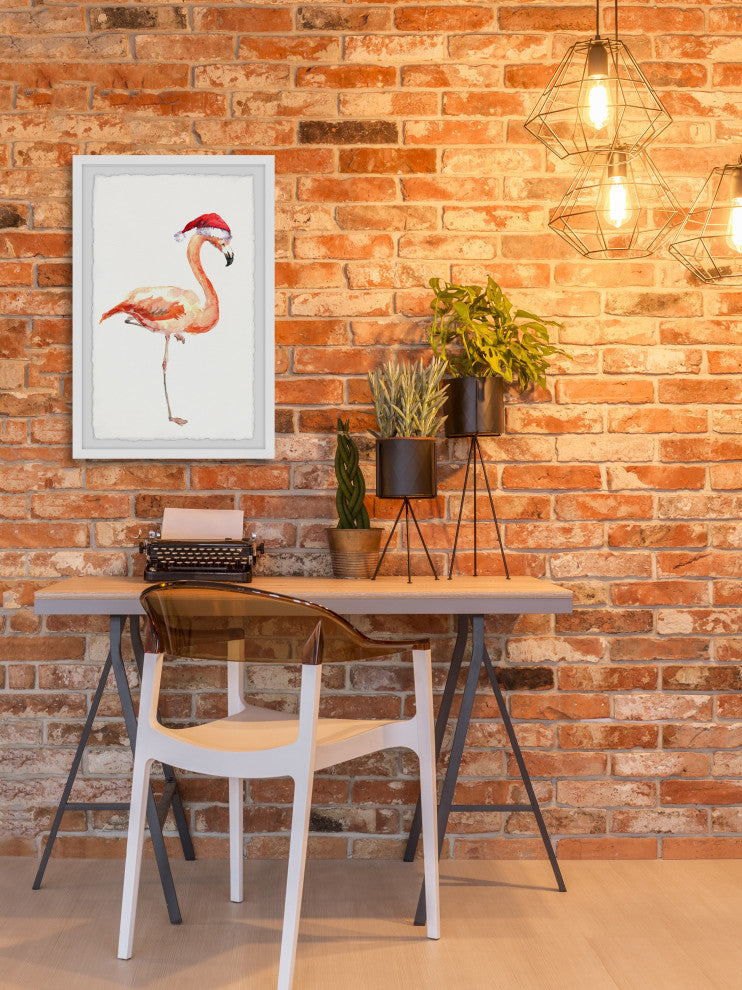 "Christmas Flamingo" Framed Painting Print, 30x45