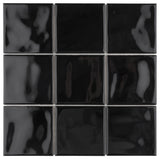 Twist Square Ceramic Mosaic Tile, Black Olive
