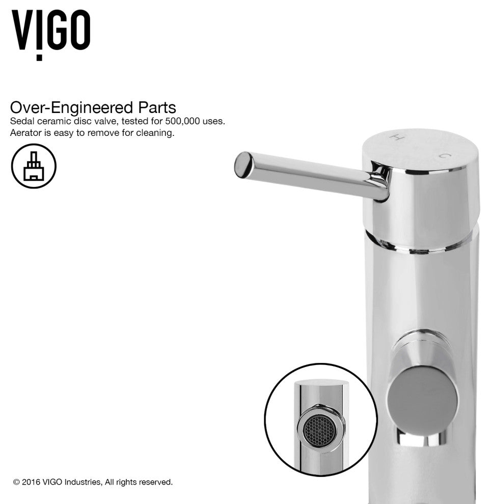 VIGO Noma 8" H Single Handle Single Hole Bathroom Faucet, Chrome