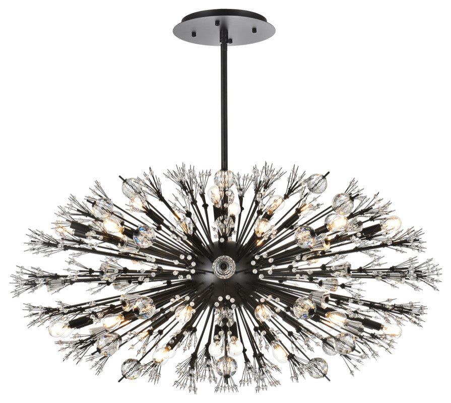 Victor 48" Crystal Starburst Oval Pendant, Black