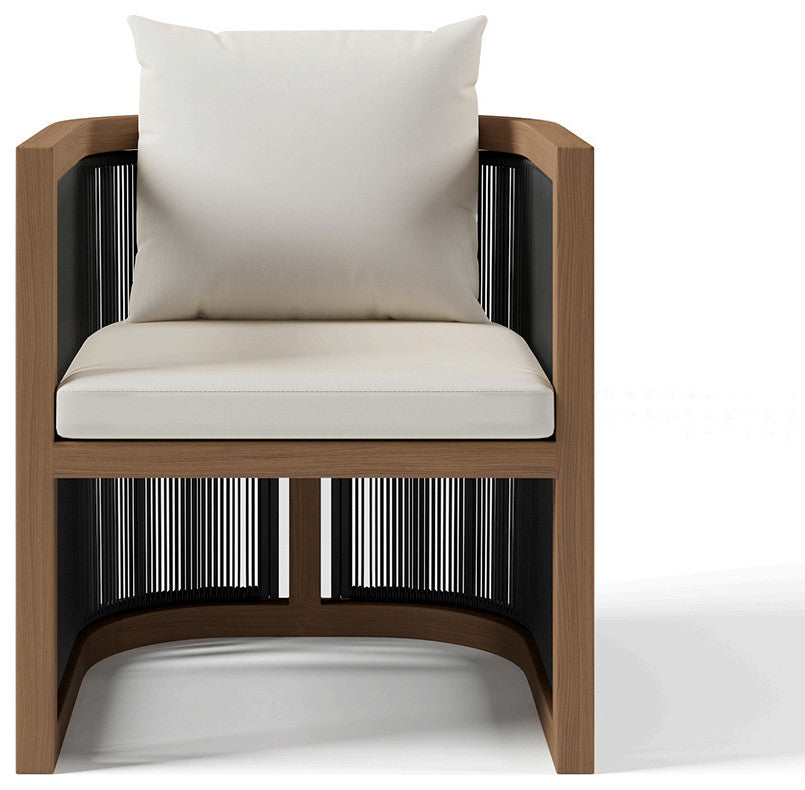 7 Pieces Outdoor Dining Set For 6 with Rectangle Table & Rope Woven Armchair