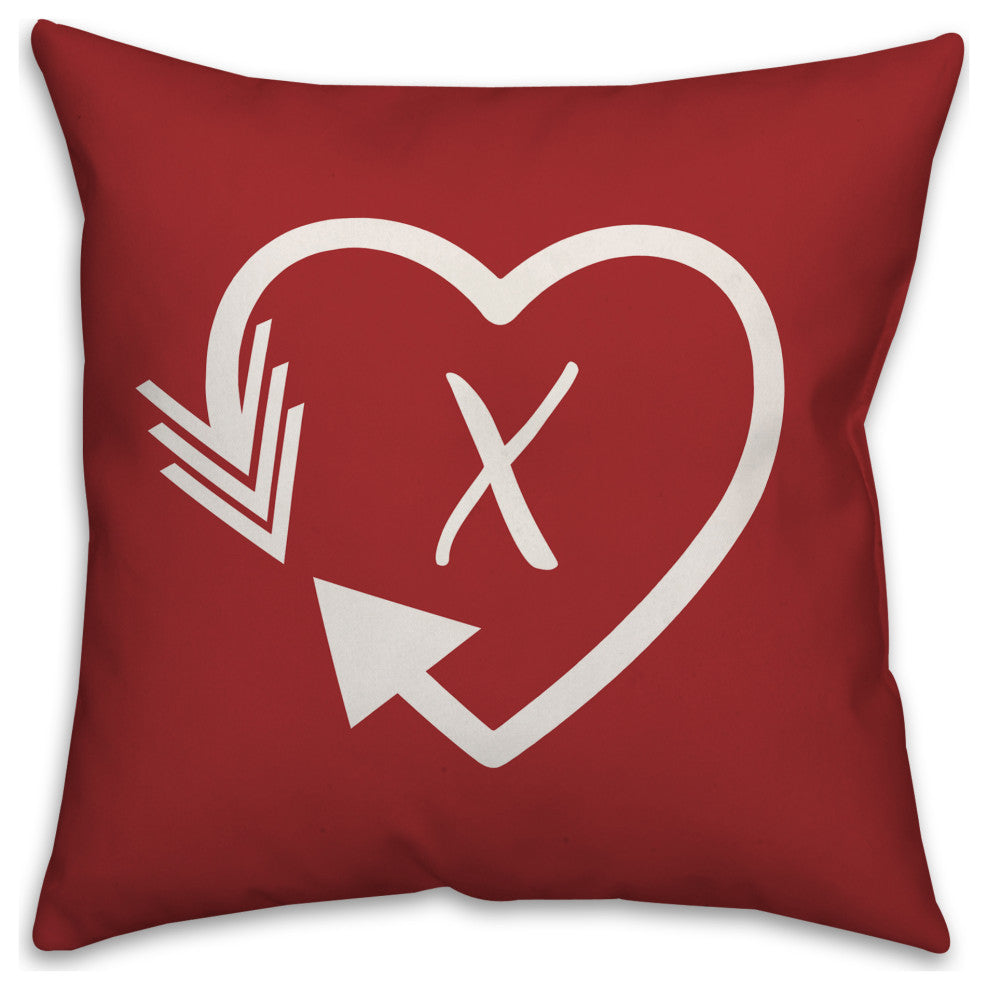 Heart Monogram - X 18x18 Indoor / Outdoor Pillow
