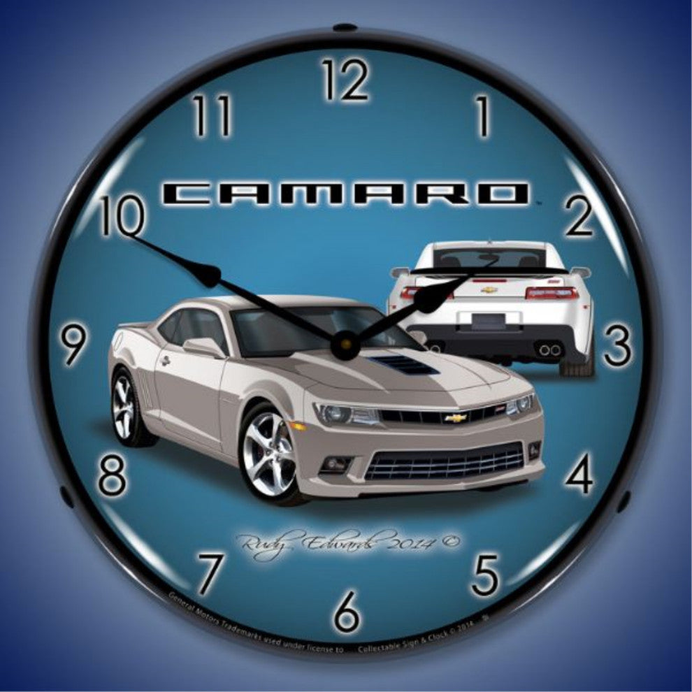 GMRE1401492 2014 SS Camaro Silver Ice Clock
