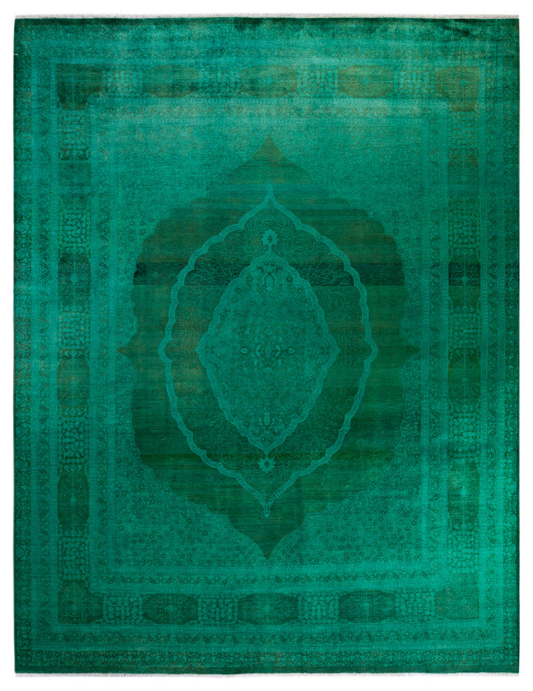Fine Vibrance, One-of-a-Kind Hand-Knotted Area Rug Green, 9' 3" x 11' 10"