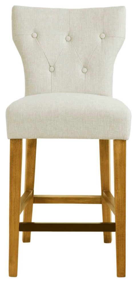 Madison Park Avila Tufted Bar Back Stools Counter Height Stool, Cream