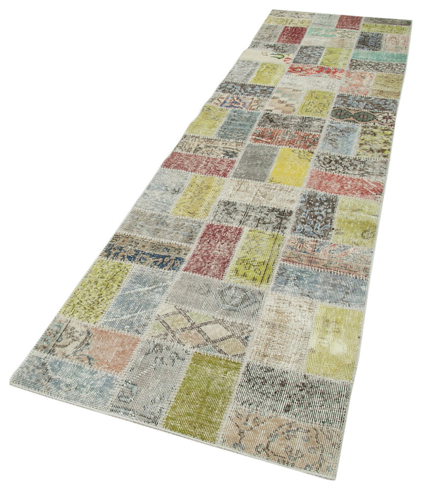 Rug N Carpet - Handmade Oriental 2' 9" x 10' 6" Boho Patchwork Runner Rug