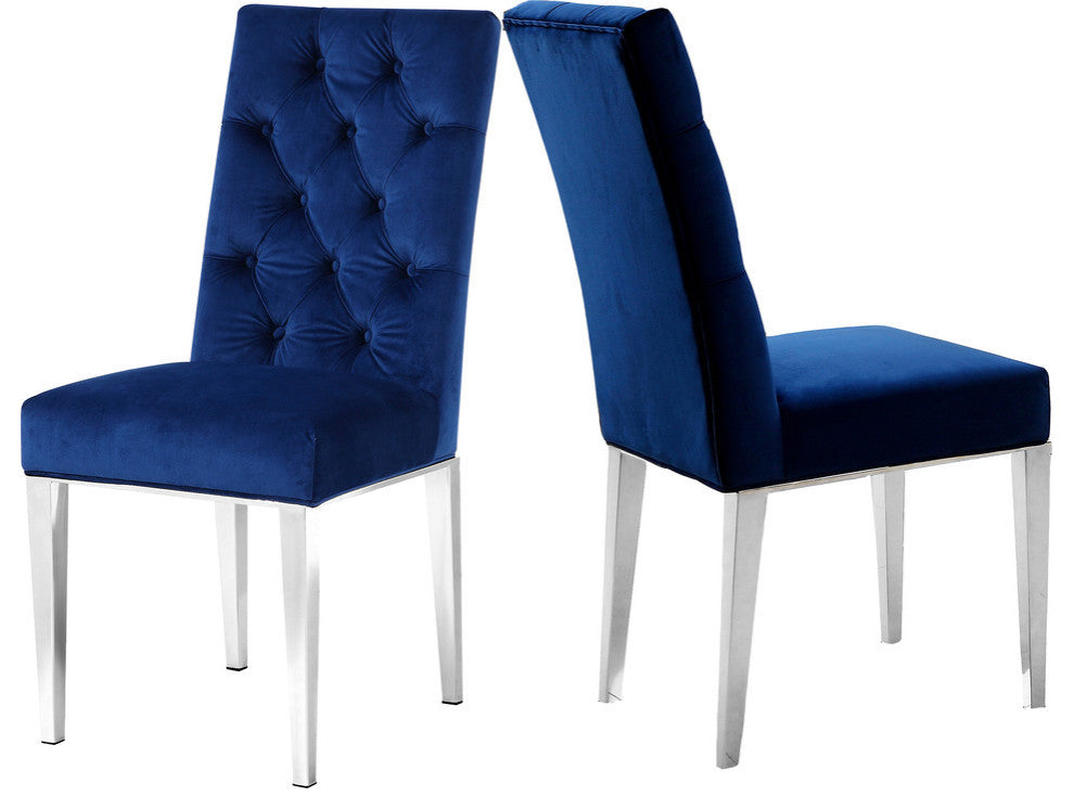 Juno Velvet Dining Chair (Set of 2), Navy