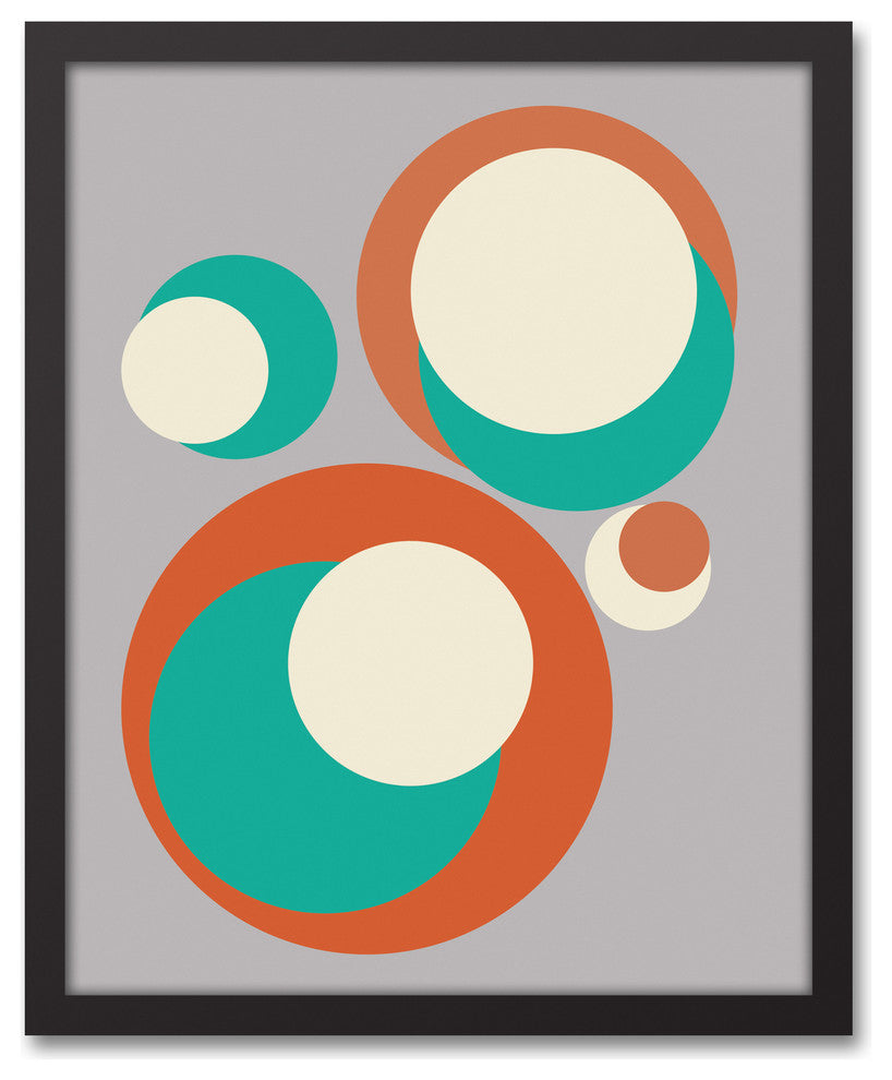 Retro Circles 16x20 Black Framed Canvas