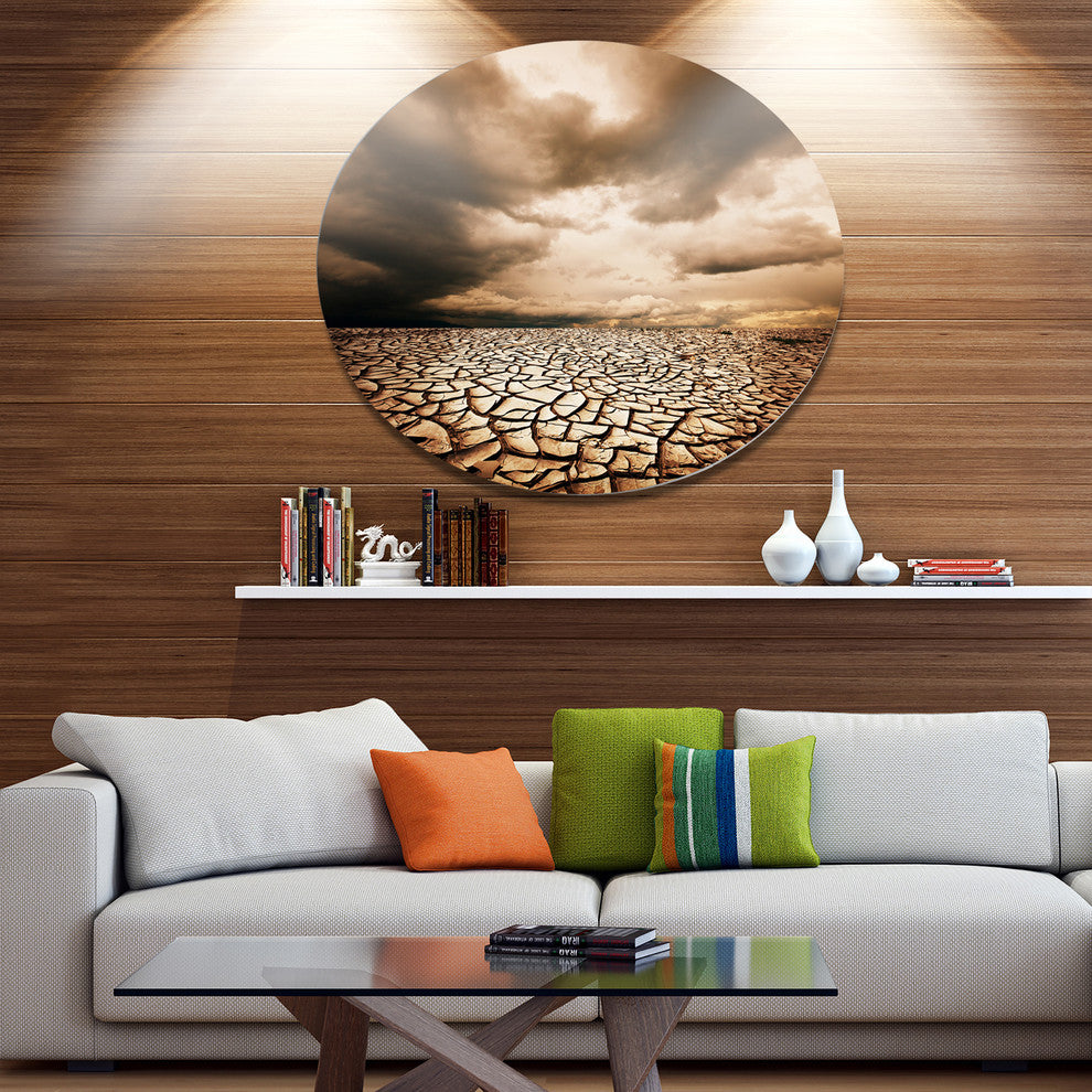 Cracked Drought Land With Dark Clouds, Landscape Disc Artwork, 11"