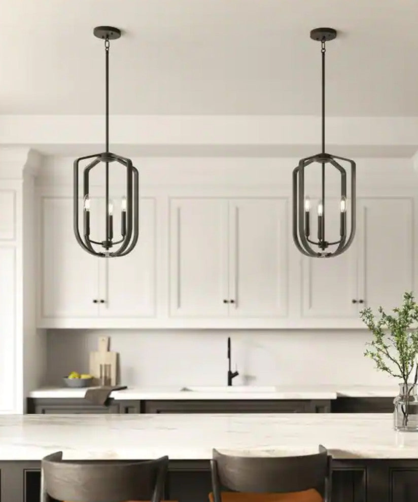 Ettore 14"W 3-Light Pendant Light Fixture by Kichler Black Steel Finish